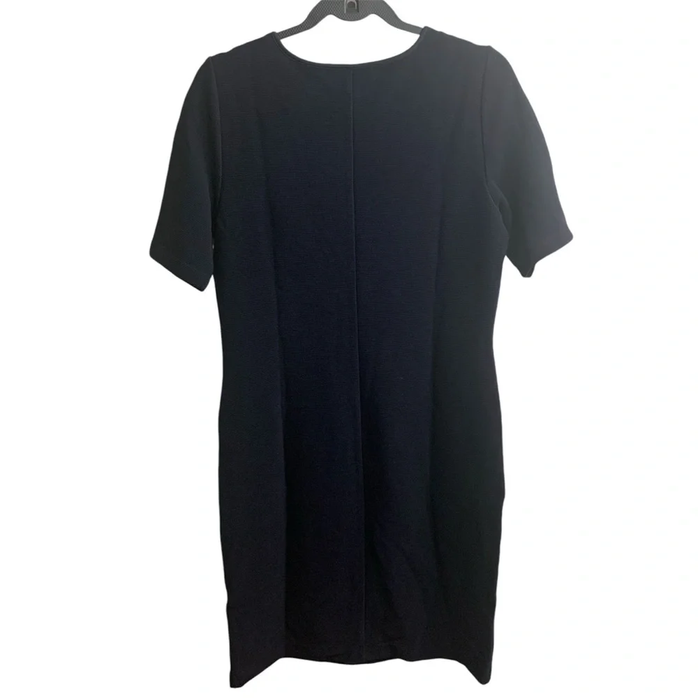 Mario Serrani Dress Women Small Midnight Blue Ribbed Short Sleeve Midi NWT - Picture 2 of 4